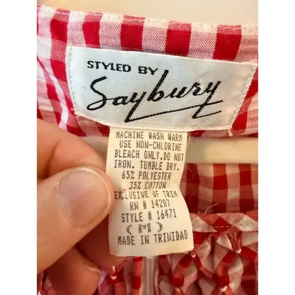 Vintage Red Gingham Prairie Dress | Smocked Cottagecore Housedress - Picture 2 of 4